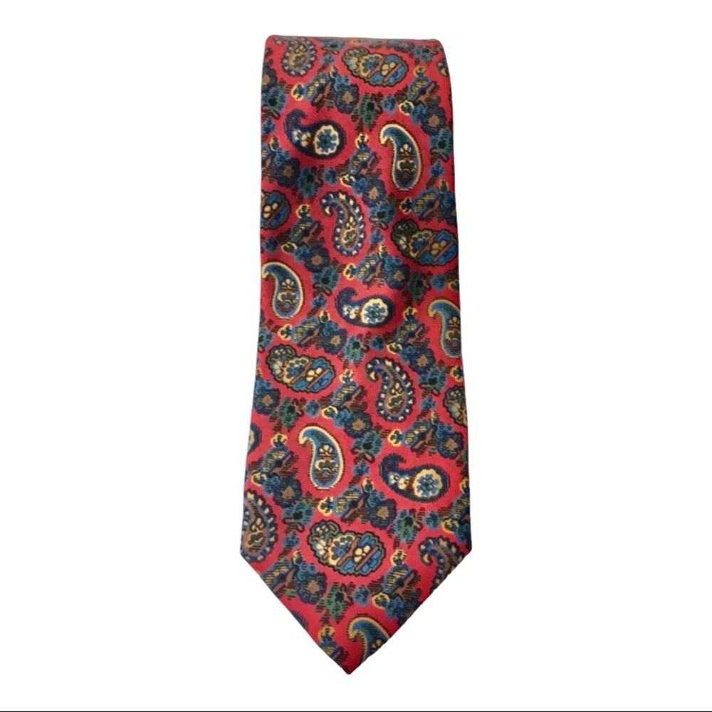 Robert Talbott Silk Blue & Red Paisley Tie Hand Sewn